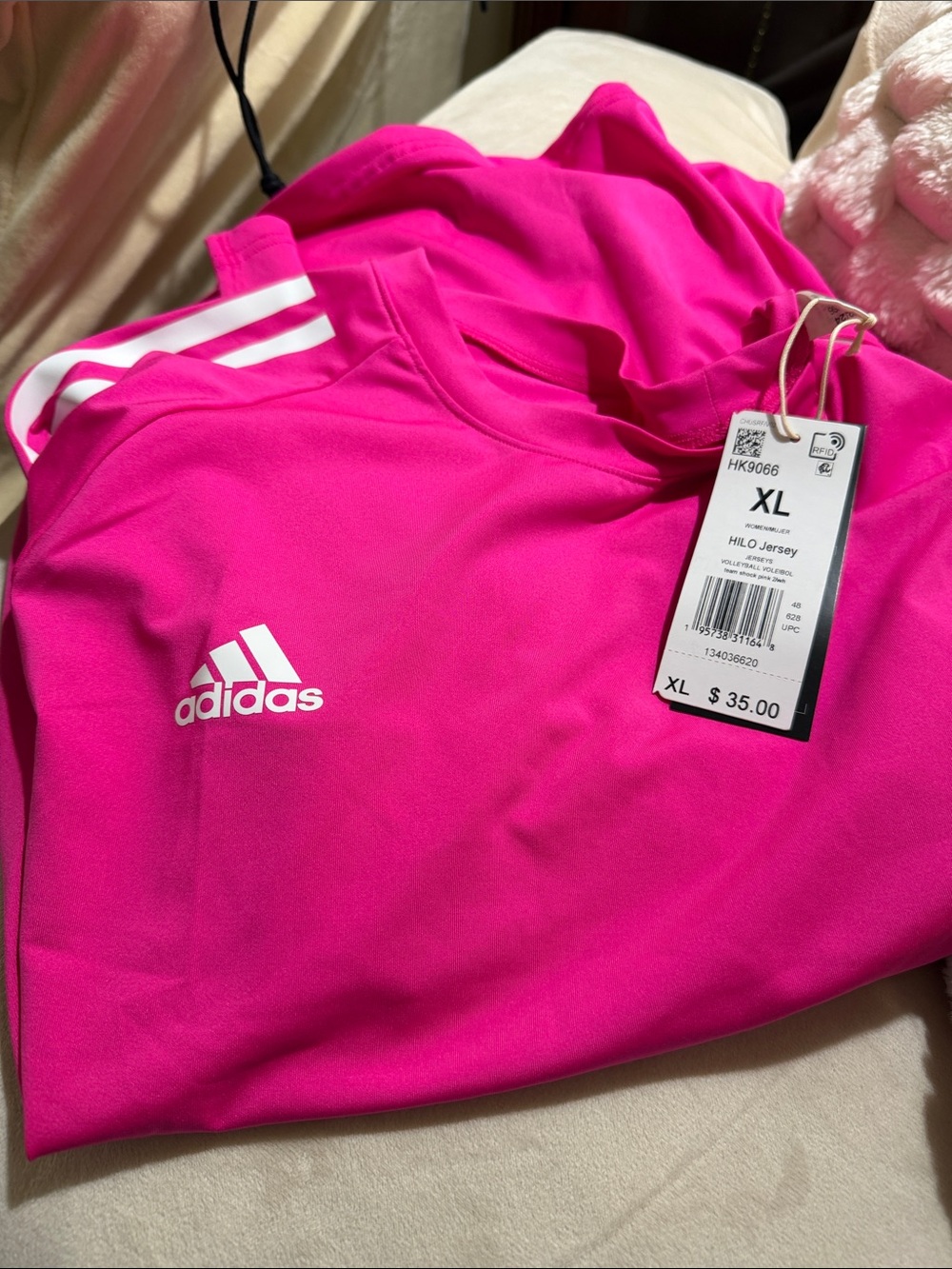 adidas Top - Hot Pink with White Logos